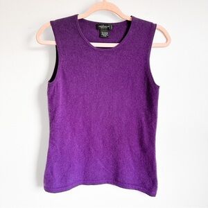 Lord & Taylor Petite Dark Purple Cashmere Sleeveless Sweater